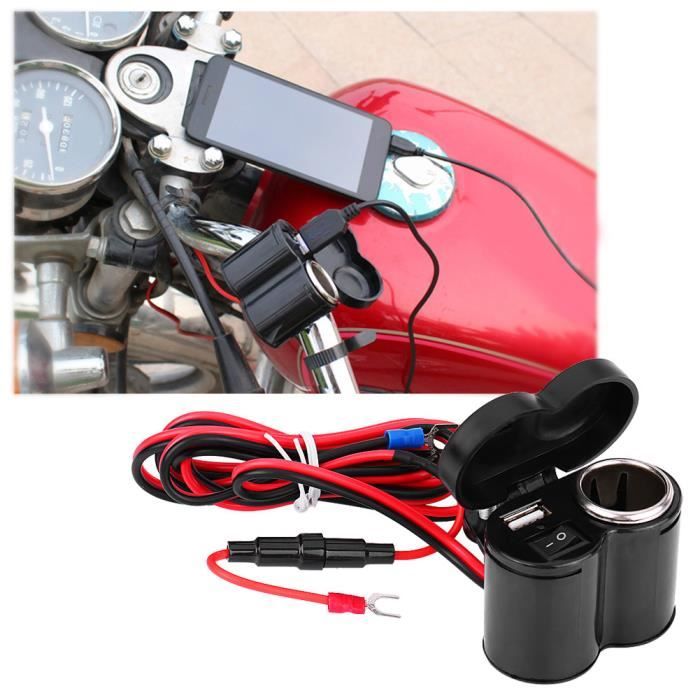 Prise allume-cigare noir 12-45 V pour moto, chargement USB, coque ABS pour tablettes de téléphones HB057