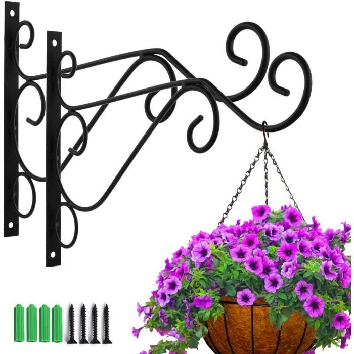 4 Supports Mural Pour Plantes Suspendues – Crochets En Fer Blanc, Résistants Aux Intempéries – Pour Balcon, Jardin, Terrasse – Installation Facile