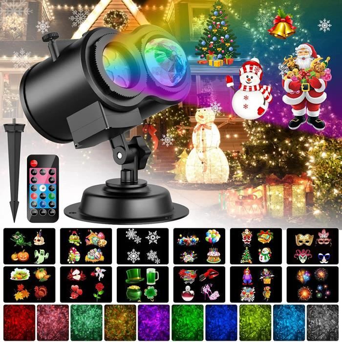 Projecteur LED Noël Vankarr Avec Télécommande - 16 Motifs & Effets Vagues - Étanche IP44 Pour Extérieur/Intérieur - Fêtes & Décos