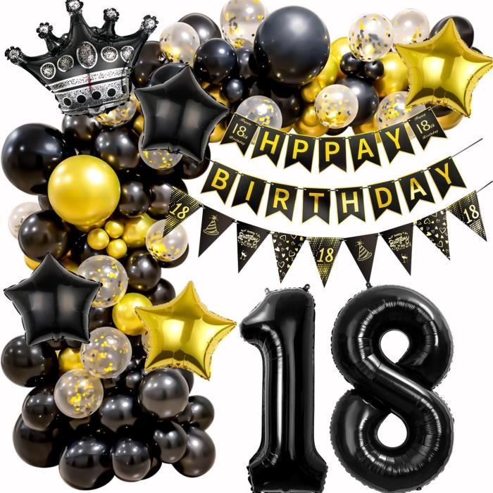Ballons noirs métallisés Joyeux anniversaire - Decoration anniversaire Ballons noirs métallisés Joyeux anniversaire - Decoration anniversaire
