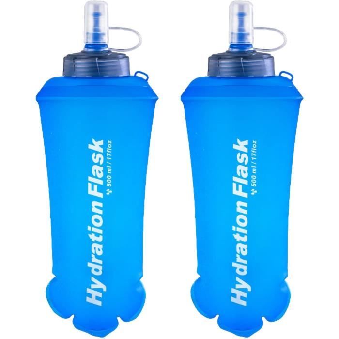 Gourde Sportive Pliable 500 Ml, Silicone, Pour Sport Et Randonnée, Neuve