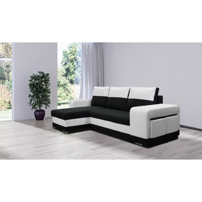 Canapé Dangle Convertible Lilou Noir Et Blanc Agnle Gauche