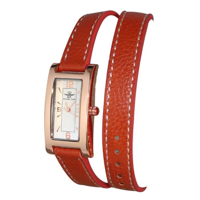 montre femme bracelet cuir 2 tours