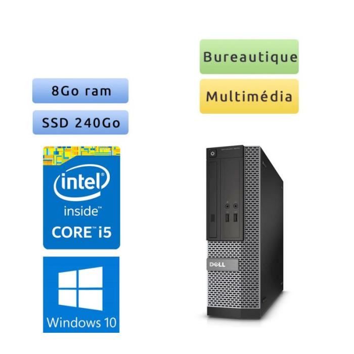 Ordinateur Tour Bureautique PC Dell Optiplex 3010 SFF – Windows 10 – Intel Core i5 8Go 240Go SSD