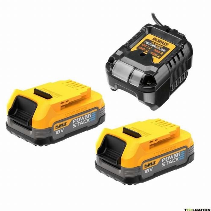 Pack 2 Batteries Powerstack XR 18V DEWALT 1.7Ah Li Ion + Chargeur DCB1102E2 QW
