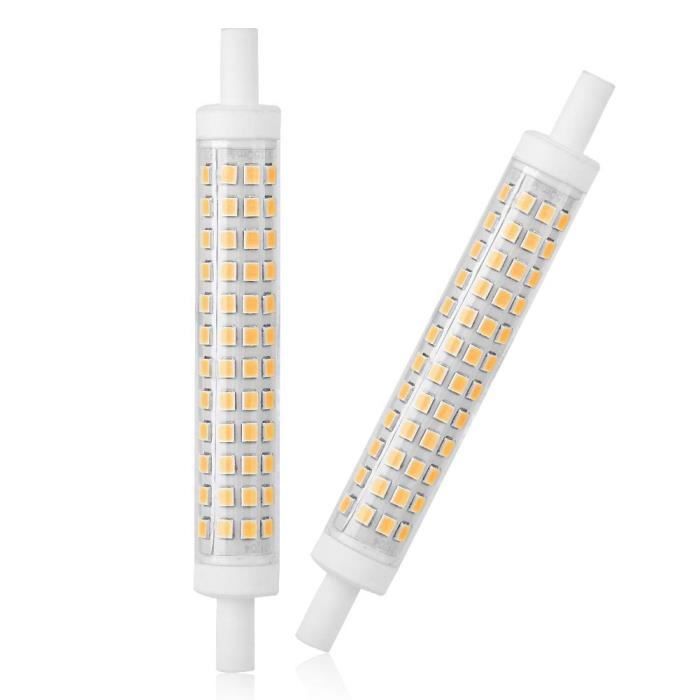 Dilwe lampe halogène à LED 2pcs r7s 10W 120 ampoule LED lampe halogène à double extrémité remplacement AC85-265V (blanc chaud)