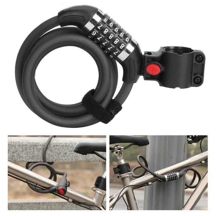 Antivol Vélo Chaîne Spirale 200cm Sécurisé – Cadenas Clé Robuste étui Tissu