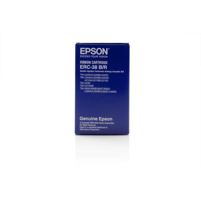 Ruban d'impression Epson Noir et Rouge C43S015376 / ERC38BR - Compatible avec Epson TM 300, Marque Epson