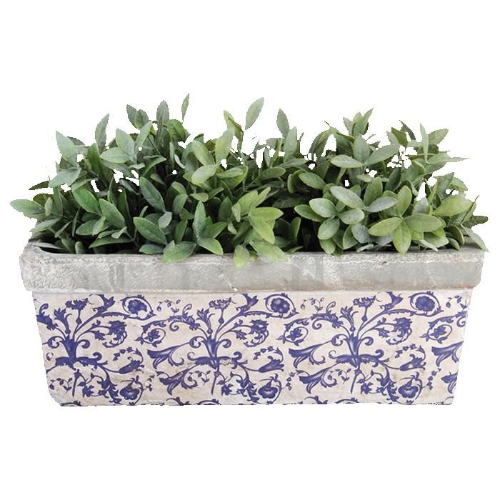Jardinière en céramique imprimée 51L - Blanc/bleu - L 395 x P 157 x H 151 cm