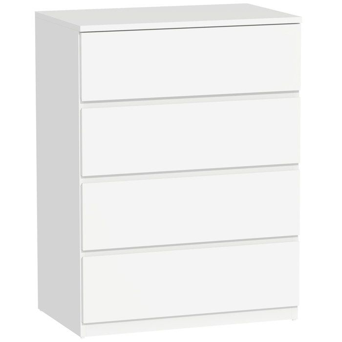 Commode - HOMCOM - 4 tiroirs meuble de rangement épuré style moderne chambre salon mobilier - bois - 60x40x80cm - blanc