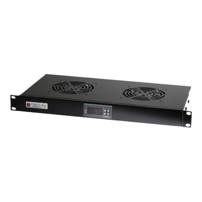 techly Tiroir pour ventilateur en rack avec 2 ventilateurs de refroidissement thermostat noir RAL 9005 1U 19