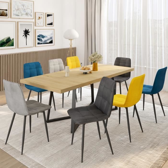 IDMARKET Lot de 8 chaises MILA en velours mix color
