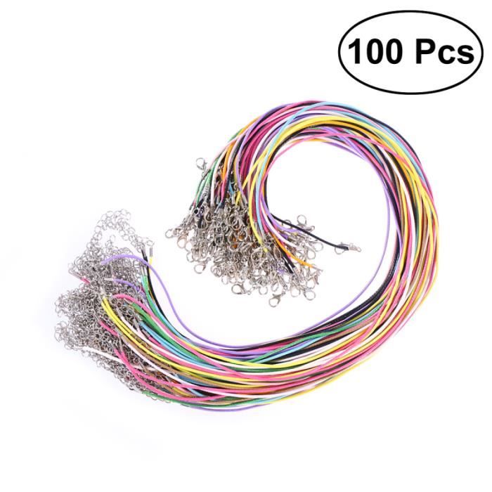 10 Cordons Collier Cire Noire 1,5mm - Avec Fermoir Pour Pendentif DIY Et Fabrication Bijoux