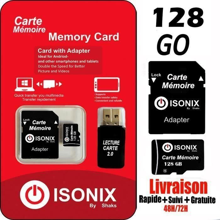 Carte Micro SD - SanDisk - 128 Go - C10 V30 U3 - Enregistrement vidéo
