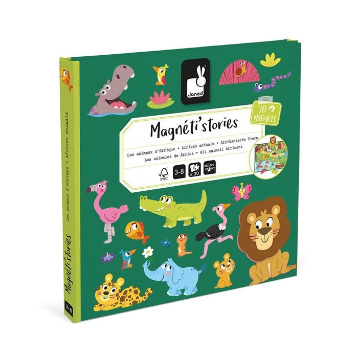 MagnétiStories Animaux dAfrique - Jeu Éducatif Magnétique 30 Aimants - Jouet Enfant en Carton FSC - Dès 3 Ans