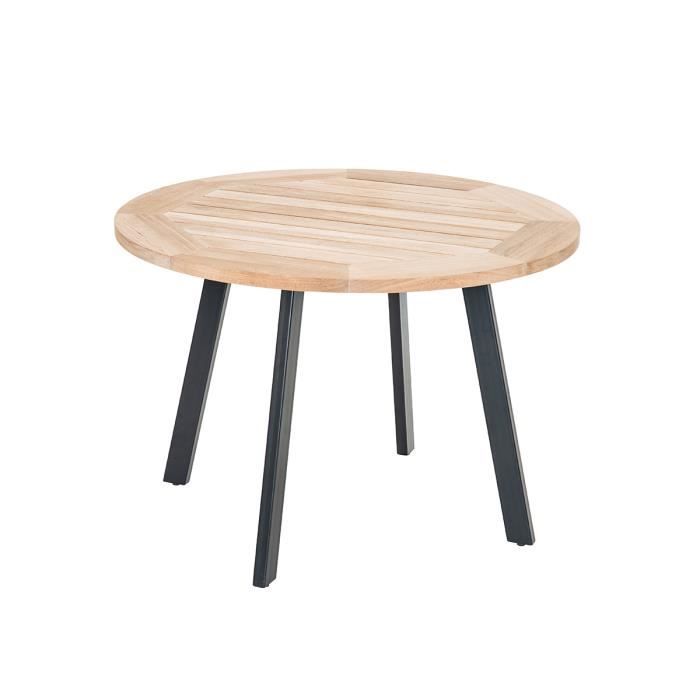 table de jardin ronde en bois teck - jardiline - cocos - ø 105 cm - beige
