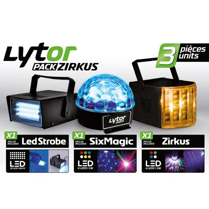 PACK ZIRKUS Lytor - 3 Jeux de lumière stroboscope + dôme ASTRO 6 LEDs +  Derby 4 LEDs RGBW - Cdiscount TV Son Photo