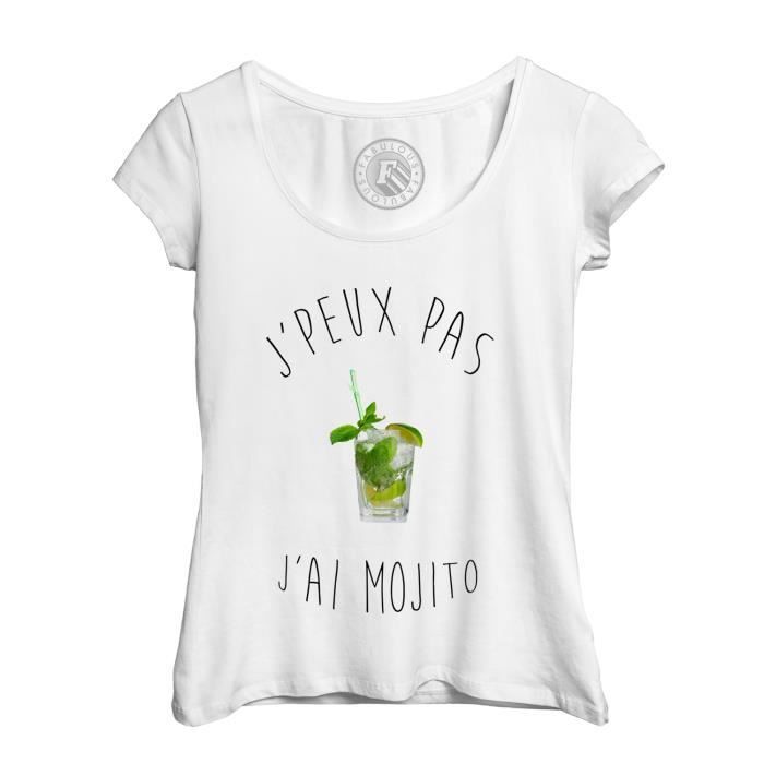 T Shirt Femme J Peux Pas J Ai Mojito Humour Blanc Cdiscount Pret A Porter