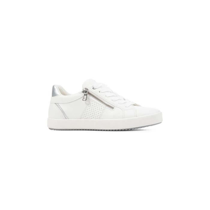 Geox Baskets femme Geox Blomiee - GEOX - Blomiee - Blanc - White/silver - Lacets - Plat - Synthétique