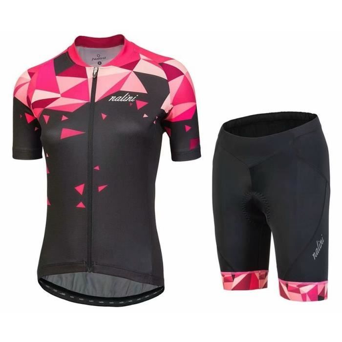 2018 Nalini Chic Tenue Cycliste Femme Ensemble Maillot Cyclisme Combinaison Velo Ete Manche Courtes Noir Prix Pas Cher Cdiscount