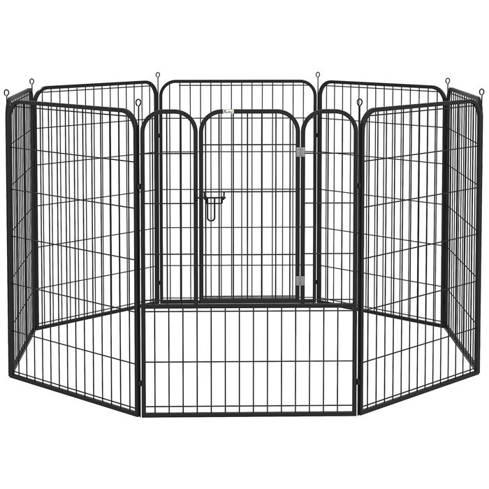 Luxe parc enclos - PawHut - modulable acier époxy porte verrouillable chiens lapins rongeurs - acier - 80x100cm - noir