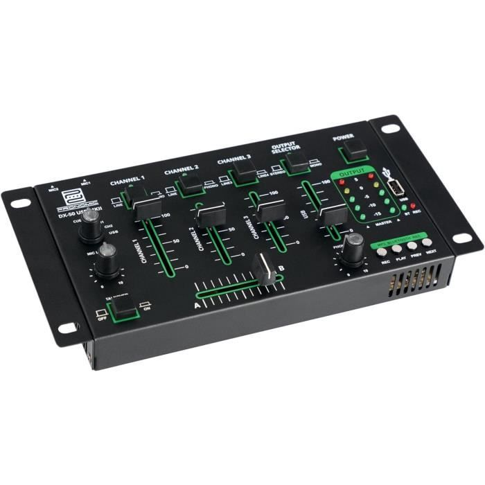 Table de mixage Pronomic DX-50 USB MKII 4 canaux avec Bluetooth, Fonction talkover, master out L/R (RCA), 5 indic. de niveau LED