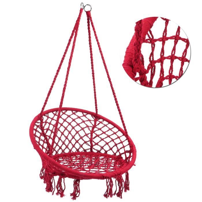 Blissun Chaise hamac à suspendre en corde, 2 coussins de siège inclus