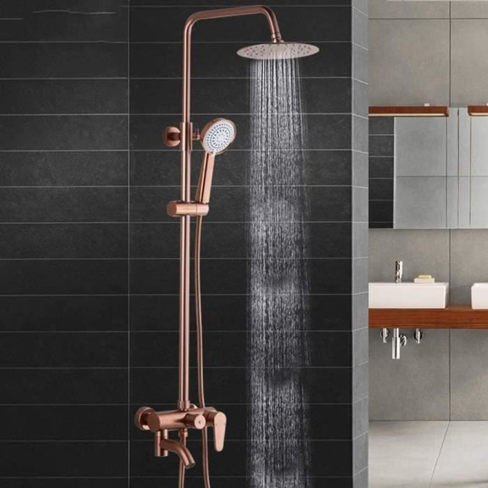 RUMOCOVO®Colonne de douche réglable de style européen-ensemble de douche mural-ensemble de douche en cuivre pur-or rose