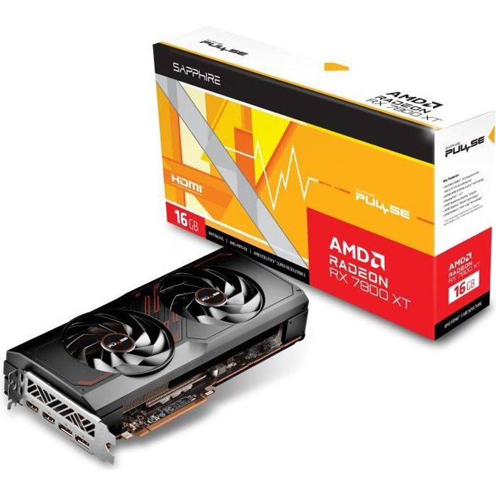 SAPPHIRE - Carte Graphique - PULSE AMD RADEON™ RX 7800 XT GAMING 16GB - GDDR6 - DUAL HDMI / DUAL DP