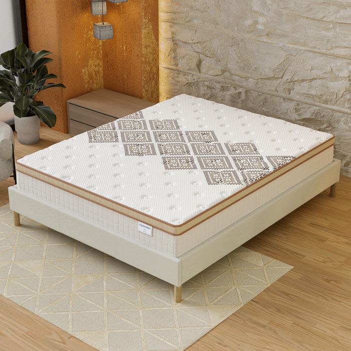 Matelas 120x190cm-epaisseur 28cm-ressorts ensach&eacute;s et mousse haute densit&eacute;