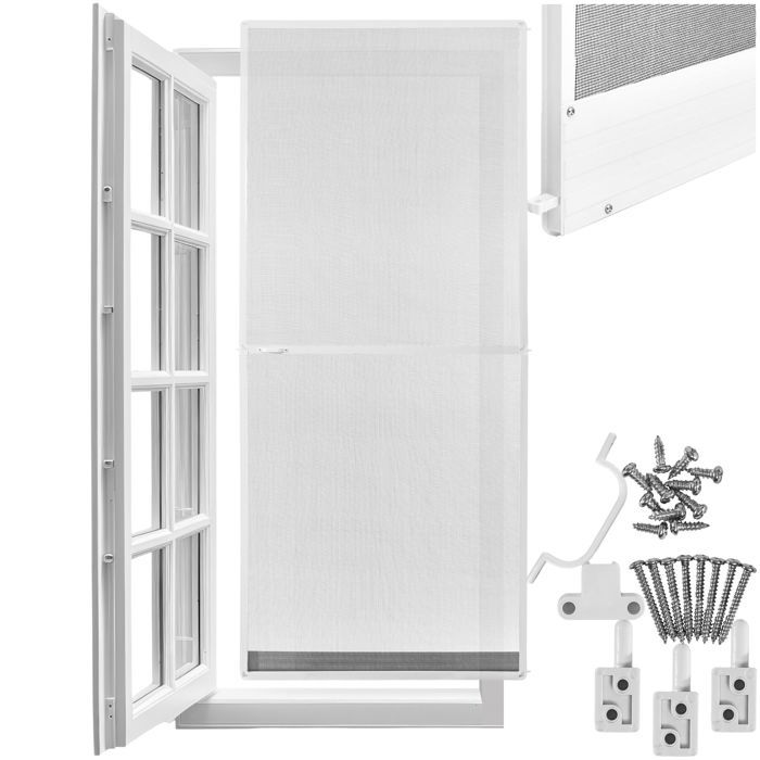 Moustiquaire - TECTAKE - Moustiquaire à cadre POUR LES PORTES DÉCOUPABLE Tissu en fibre de verre - Blanc