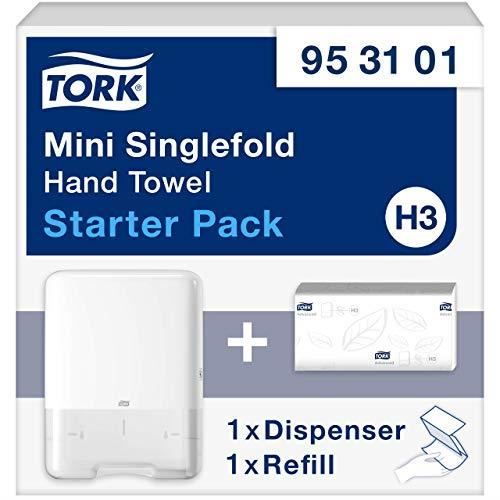 Tork 953101 Starter Pack pour papier essuie-mains pliés en V - Mini Xpress H3 - Design Elevation - Blanc 953101