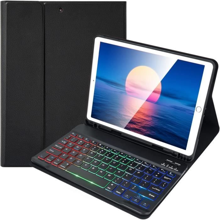 Clavier Bluetooth Pour IPad 9e/8e/7e Génération 10.2" & IPad Air 3/Pro 10.5" - AZERTY, Rétroéclairé, Trackpad