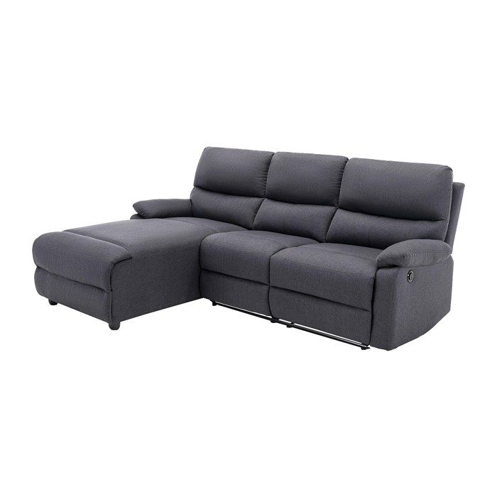 Canapé dangle gauche relax électrique en tissu gris anthracite LUNANO
