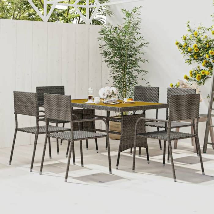 vidaXL Ensemble à manger d'extérieur 7 pcs Résine tressée - vue 6