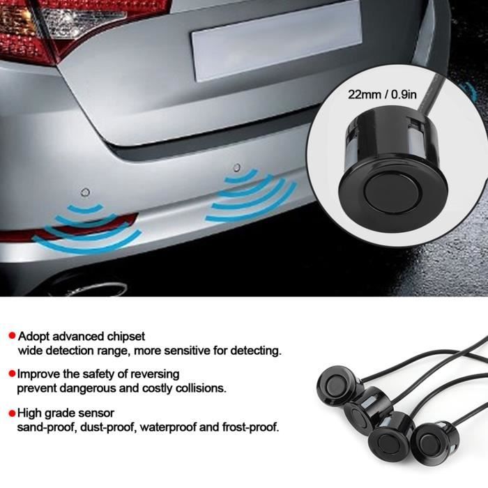 Kit Radar De Recul Voiture 12V Avec 8 Capteurs + écran LCD - Détection Avant/arrière 30-250 Cm - Alerte Sonore Et Visuelle - 10