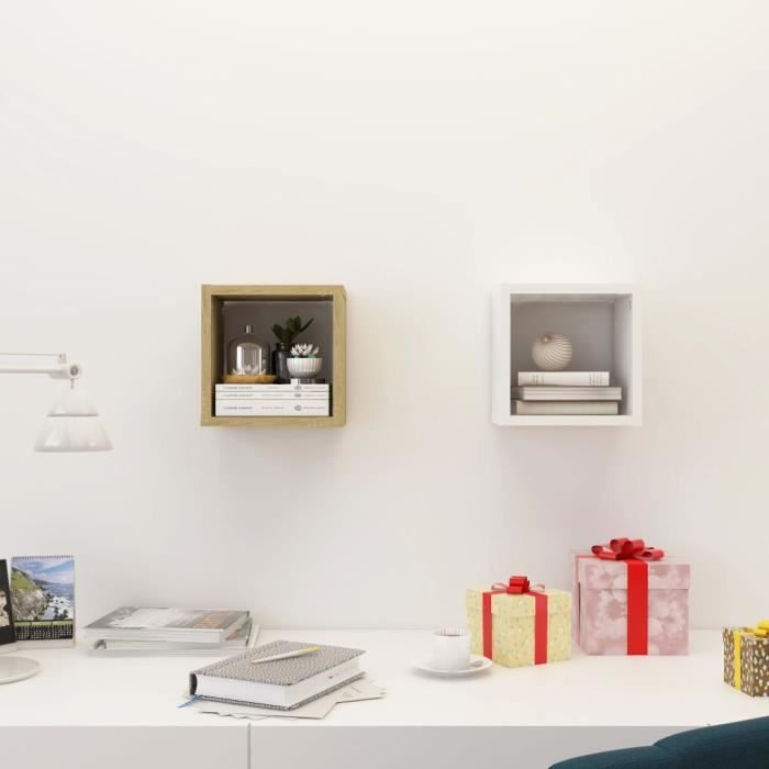 Étagères Cube Murales 4 Pcs Chêne Sonoma Bois D'ingénierie
