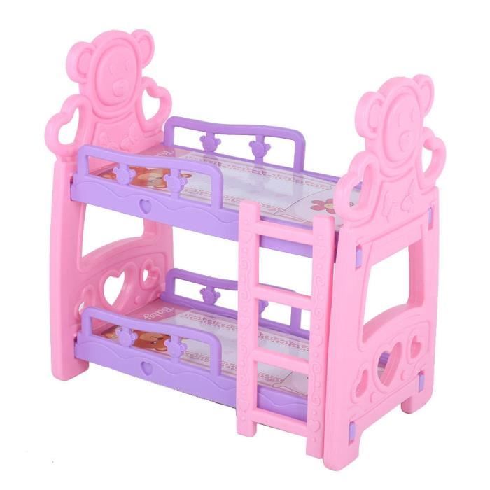 WANGCL Lit Superposé Miniature 1/12 Pour Maison De Poupées - Motif Fraise En Bois Meuble Maison Poupée Bois