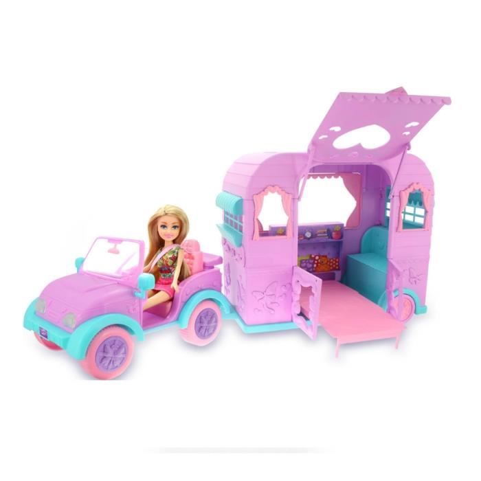 Jouet - ZURU - SPARKLE GIRLZ - Poupée avec Jeep et Caravane - Rose