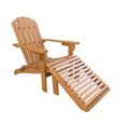Fauteuil de jardin en bois avec repose-pieds/table basse - Adirondack Salamanca - Eucalyptus . chaise de terrasse retro-1