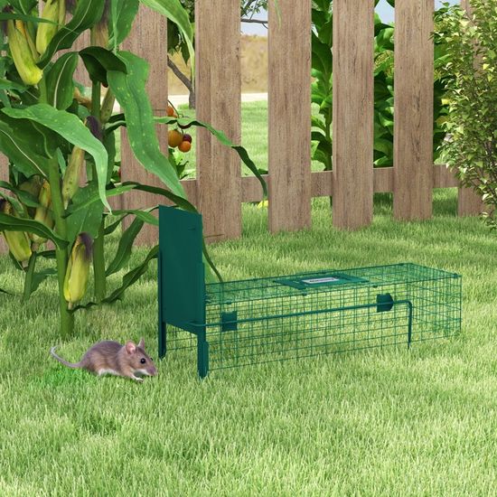 Outsunny Piège De Capture Piège Vivant Piège D'animaux En Acier Avec 1