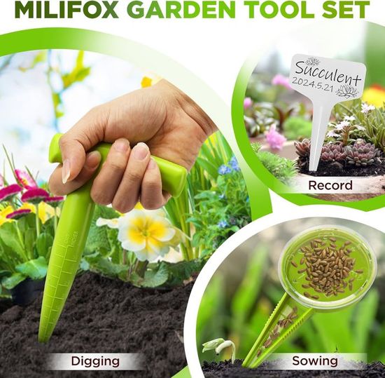 12 Pcs Outils Jardinage Plantoir CATOR - Perforateur, Semoir Et Marqueurs Pour Plantes Et Succulentes