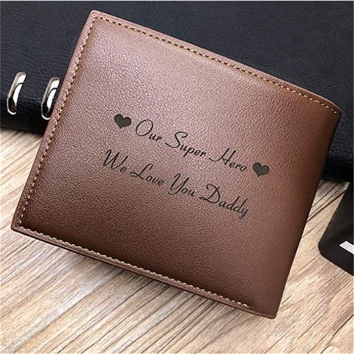 Portefeuille personnalisé pour homme en cuir avec image gravée, cadeau  personnalisé pour la fête des pères, anniversaire, ann [3721] - Cdiscount  Bagagerie - Maroquinerie