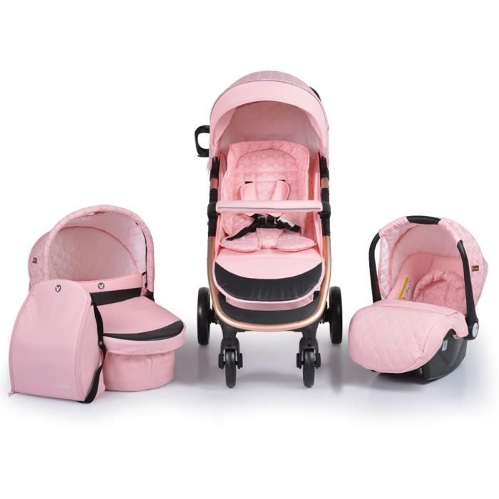 Poussette combinée trio 3 en 1 - siège auto 0m – nacelle – Alba – rose -  Rose - Kiabi - 279.99€