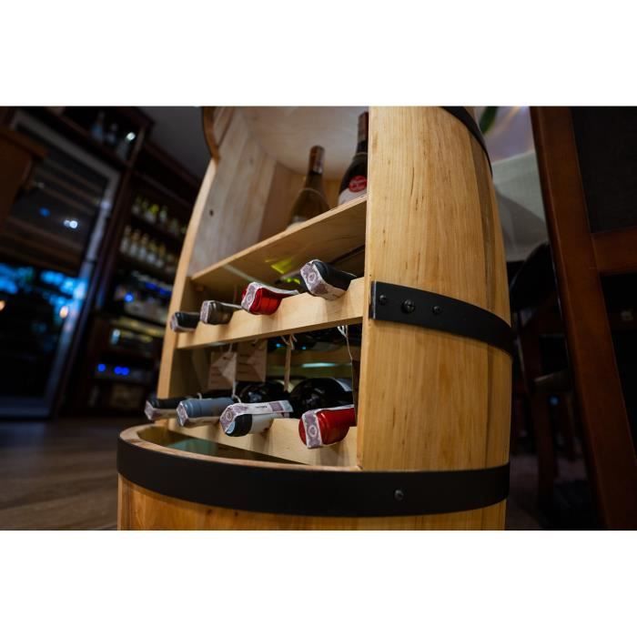 Creative Cooper Tonneau en bois casier à vin Meuble Rangement Bouteille  Alcool Bar de jardin 80cm Wengé Éclairage LED sept couleurs - Cdiscount  Maison