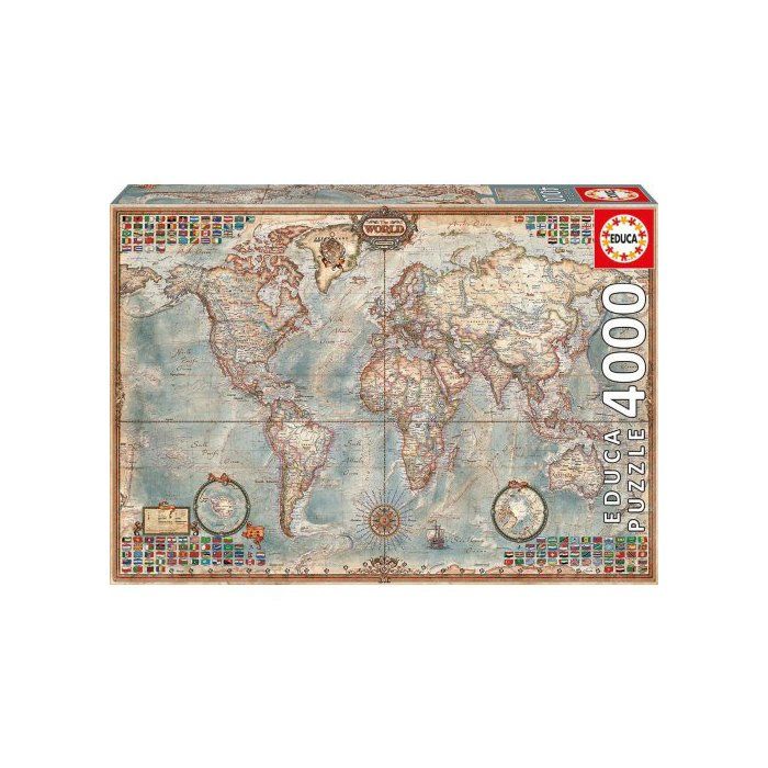 Puzzle Adulte Mappemonde : La Vieille Carte Du Monde - 4000 Pieces ...