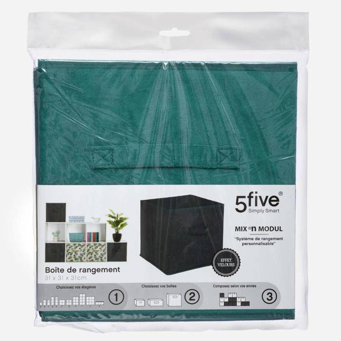 Boîte De Rangement Five 31x31cm Style Ethnique - Carton Et Polypropylène Pour Rangement Déco