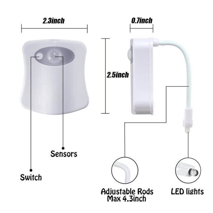 TD® Lampe de Toilette Veilleuse LED Détecteur de Mouvement Éclairage pour  WC- Cuvette Siège- Salle de Bain- Cabinet- Lavabo- Seau d' - Cdiscount  Maison