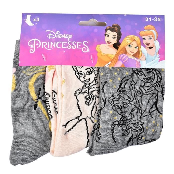 Lot de 3 paires de chaussettes Princesses Disney, 27/30