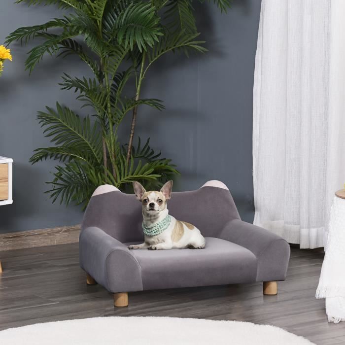 PawHut Canapé fauteuil chien chat lit pour animaux design dossier